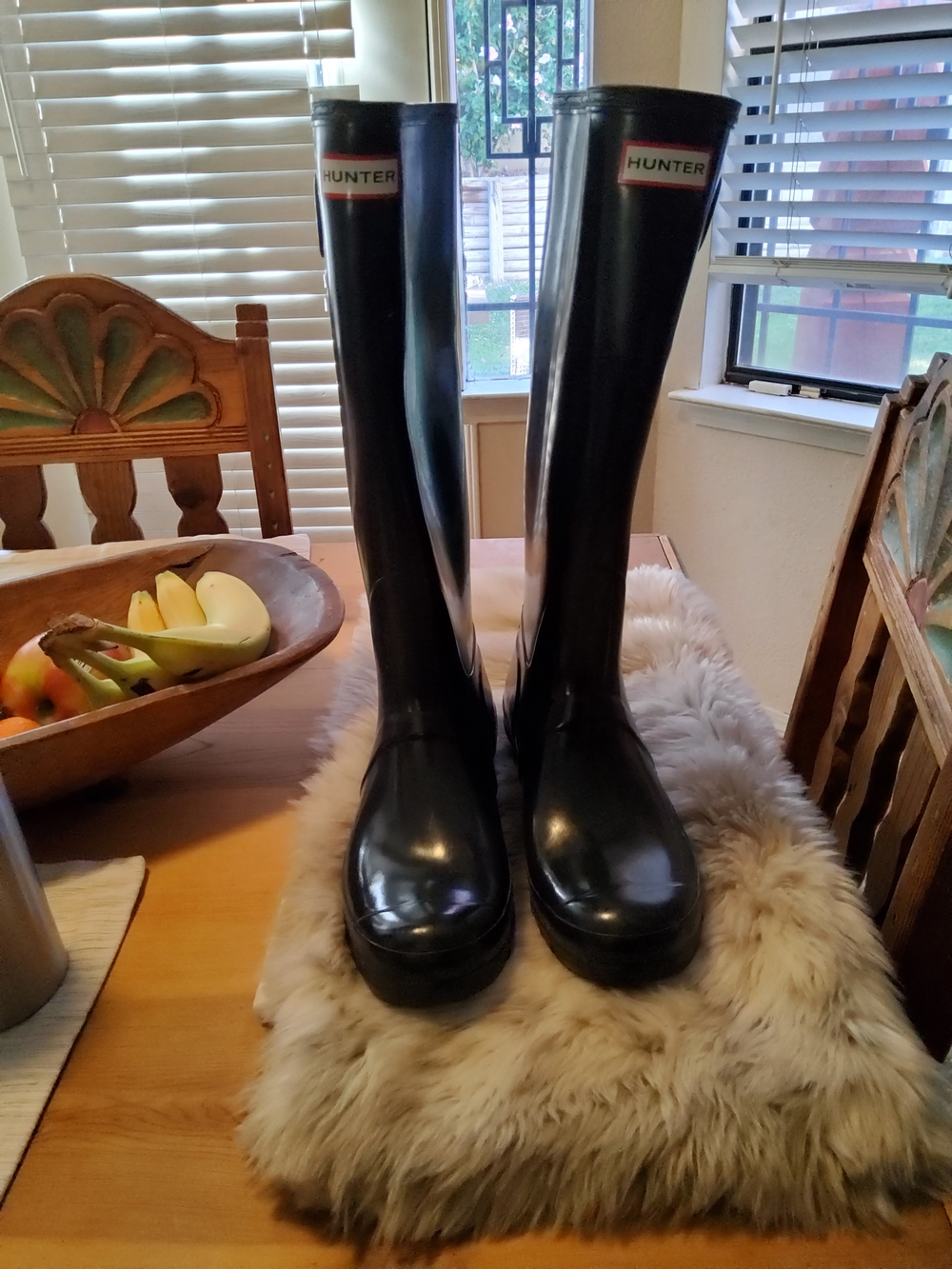 Hunter Original Tall Gloss Dark Navy Rubber Rain Boots Size 9 EUC